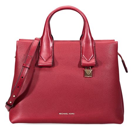 michael kors rollins large pebbled leather satchel maroon|Michael Kors Rollins Large Pebbled Leather Satchel.